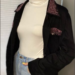Christine Alexander, M, black denim jacket embellished with Swarovski crystals
